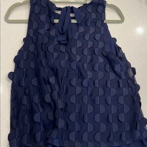 Maeve By Anthropologie Textured Dimensional Top Navy Blue Sleeveless Size 2